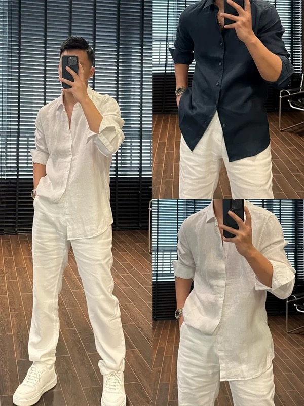 Linen Shirt Breathable - Lightweight Breathable Linen Long Sleeve Men's