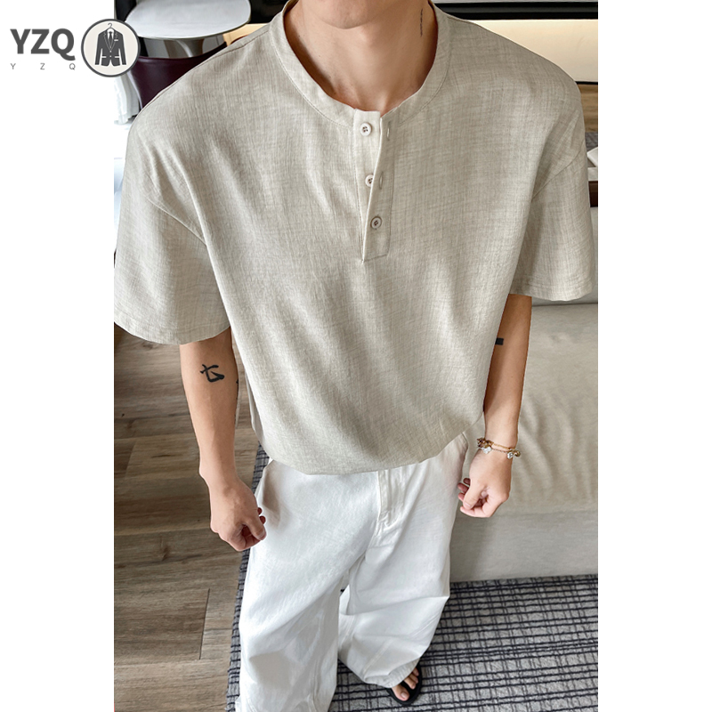 Linen Shirt Breathable - Men Breathable Linen Textured Short Sleeve