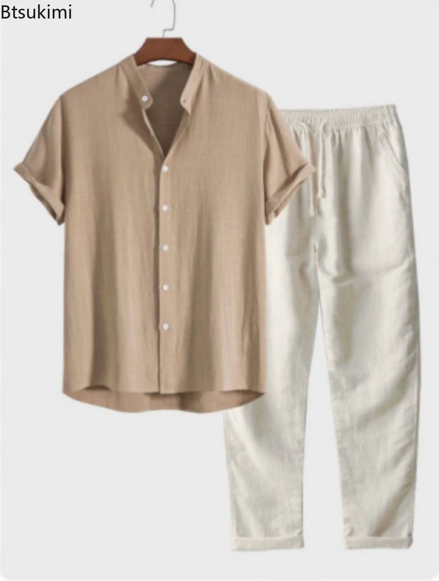 Linen Shirt Breathable - 2026 Men's Fashion Solid Beach Two