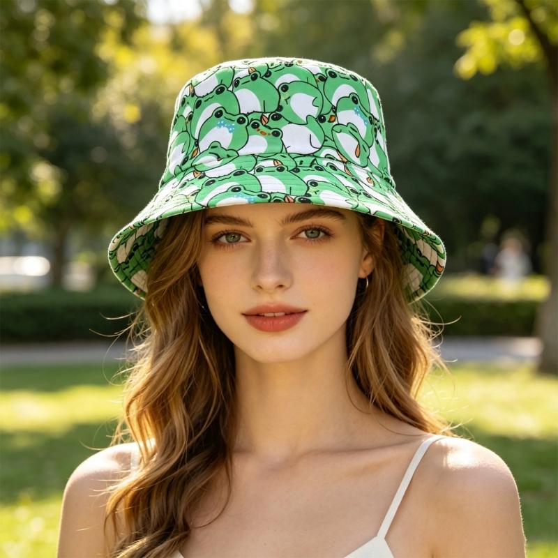 A52E Frogs Print Bucket Hat So - Packable Hat Nylon recension och pris