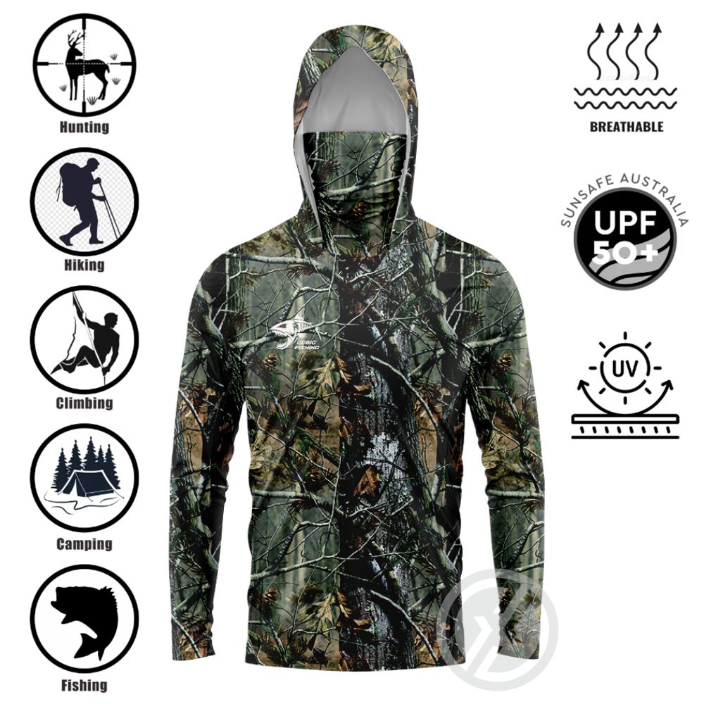 UPF50+ Hooded Fishing Shirt Bu - Tee Graphic Print recension och pris