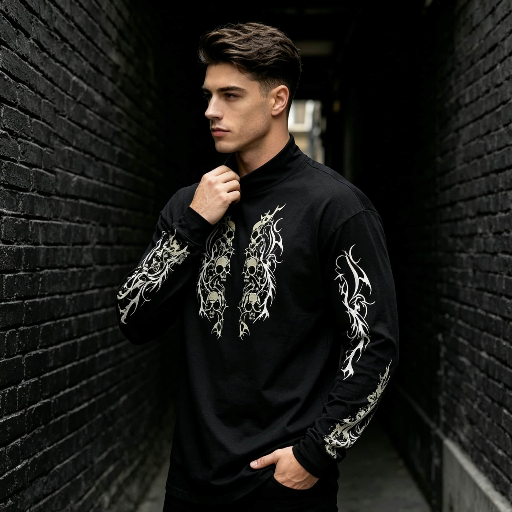 Dark Tattoo‑Graphic Men Mock N - Tee Graphic Print recension och pris