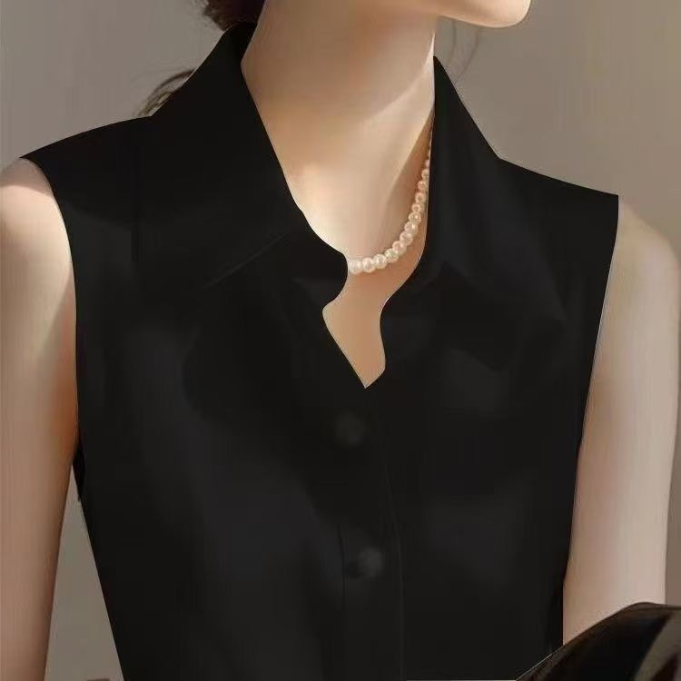 French Satin POLO Collar Sleev - Shirt Camp Collar recension och pris