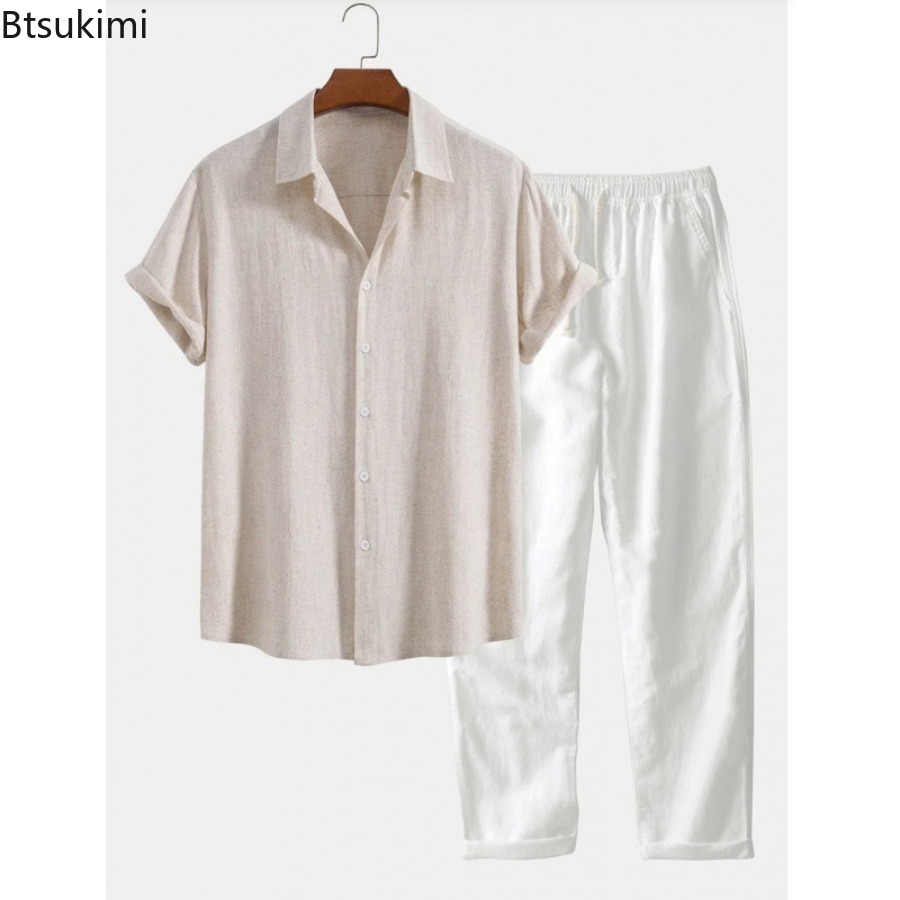 2026 Men's Fashion Solid Beach - Linen Shirt Breathable recension och pris