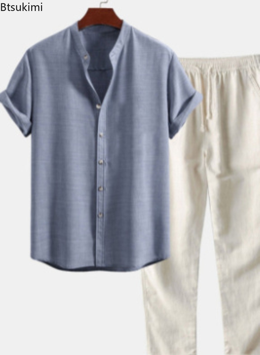 2026 Men's Fashion Solid Beach - Linen Shirt Breathable recension och pris