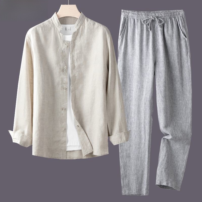 Spring Autumn Pure Linen Cotto - Linen Shirt Breathable recension och pris
