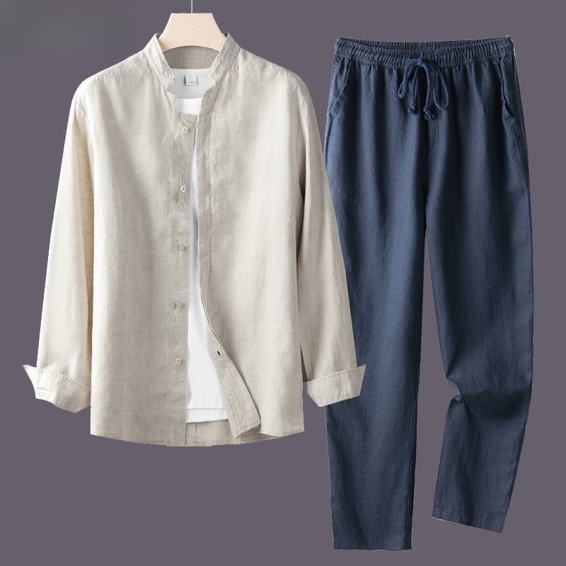 Spring Autumn Pure Linen Cotto - Linen Shirt Breathable recension och pris