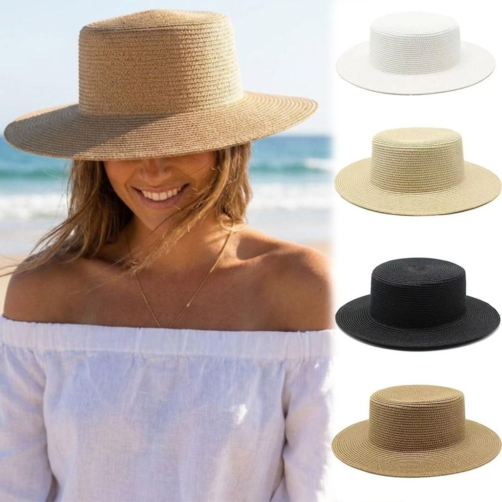 Fashionable Wide Brim Straw Ha - Bucket Hat Straw recension och pris