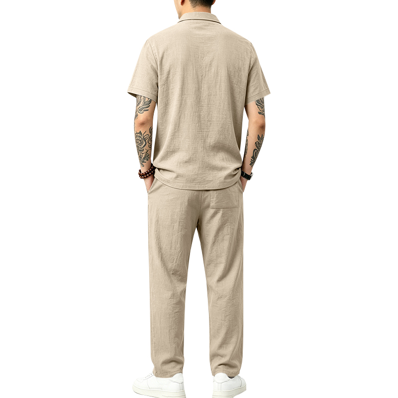 Men's 2 Piece Polo Set Short S - Short Linen Drawstring recension och pris