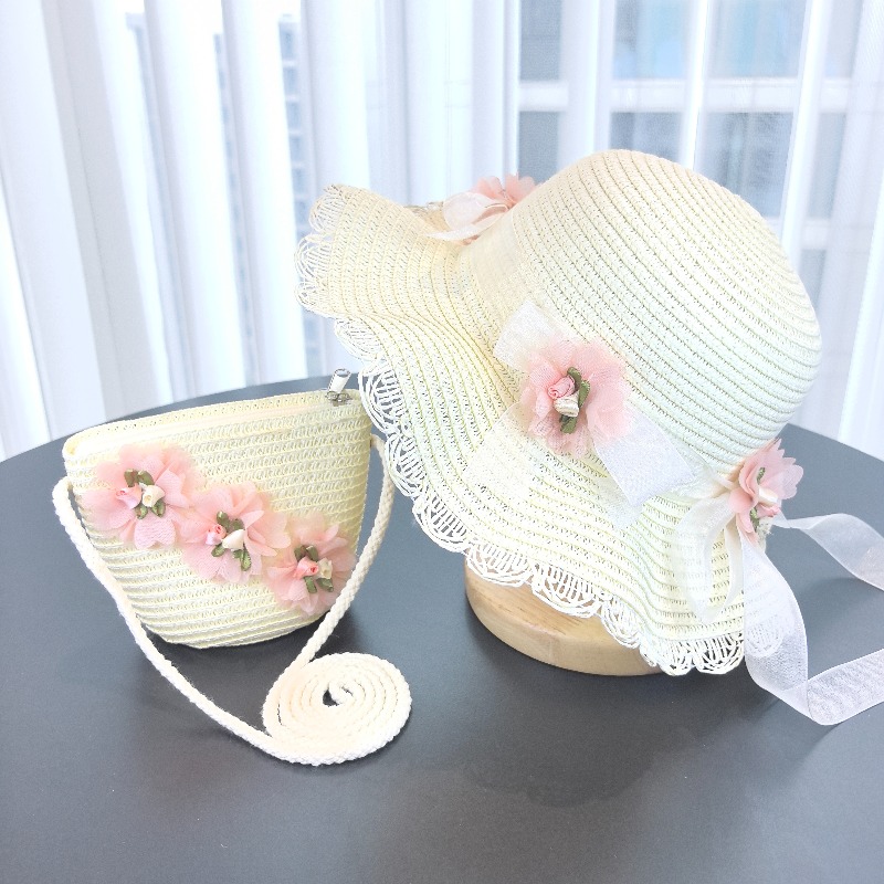 Girls 2pcs Straw Hat Solid Col - Bucket Hat Straw recension och pris
